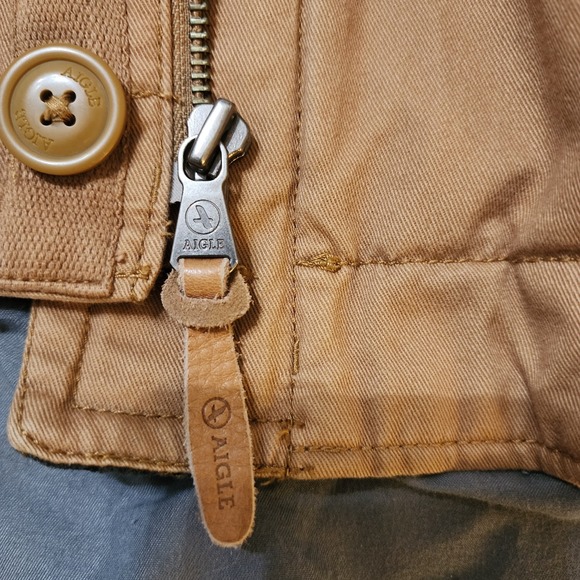 Men's Aigle Tan Cotton Wool Blend Utility Tan Jacket Size XXL - Picture 7 of 15